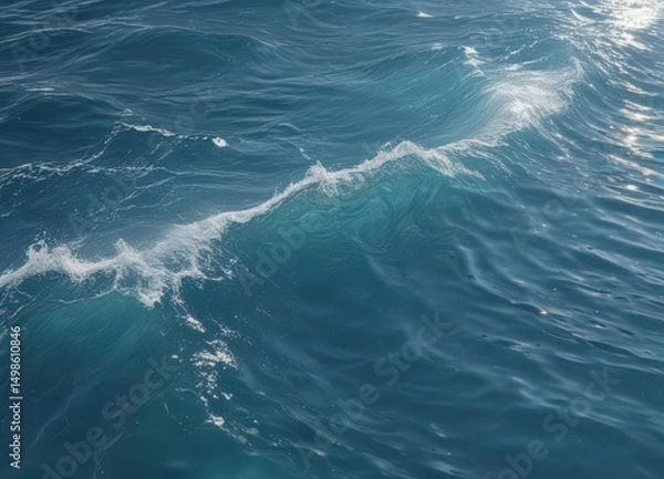 Fototapeta Abstract blue water, sunlight reflecting, dynamic wave pattern,  light,  aesthetic