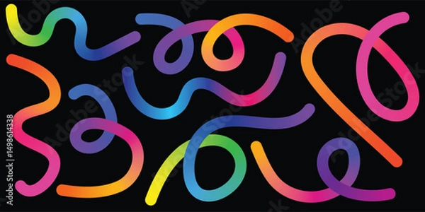 Obraz Colorful Abstract Wavy Line Design. Modern Abstract Background Wavy Gradient Ribbon Lines