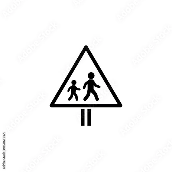 Obraz Simple Black Pedestrian Crossing Traffic Sign Icon Symbol Illustration