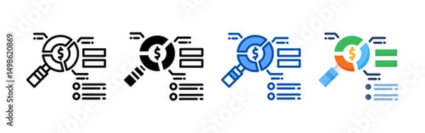 Obraz Fundamental analysis icon set bundle. Multi style icon collection perfect for websites, apps, and presentations. Simple vector icon collection