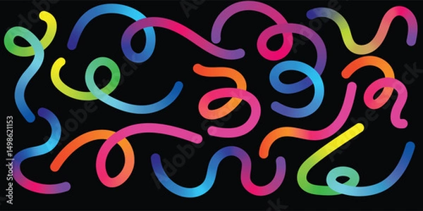 Obraz Colorful Abstract Wavy Line Design. Modern Abstract Background Wavy Gradient Ribbon Lines
