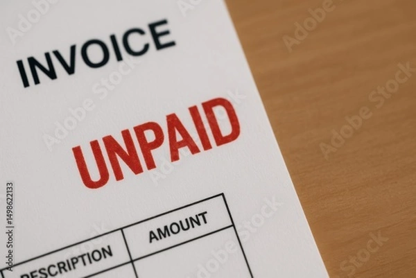 Fototapeta Unpaid Invoice Document Showing Payment Status with Financial Details Displayed Clearly