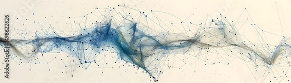 Obraz Abstract network design with flowing lines and points.