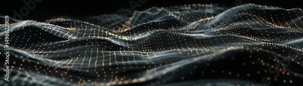 Obraz Abstract digital wave pattern with glowing points.