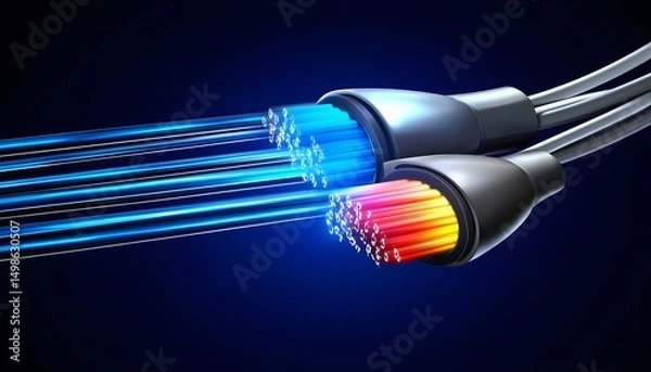 Obraz High-speed fiber optic cables transmitting data.