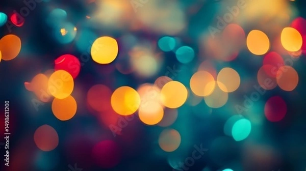 Fototapeta Abstract colorful bokeh lights create vibrant background with soft focus for festive mood and creative visual effect artistic design concept.