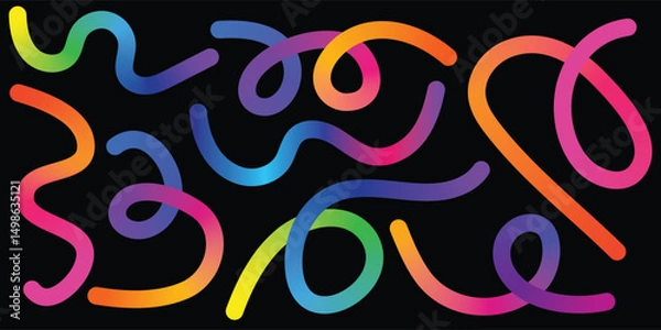 Obraz Colorful Abstract Gradient Wavy Line. Colorful Abstract Gradient curvy shapes. Gradient Rainbow Color Abstract doodle line shapes.