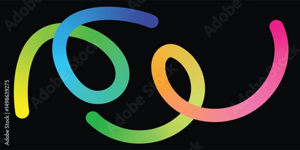 Obraz Colorful Abstract Gradient Wavy Line. Colorful Abstract Gradient curvy shapes. Gradient Rainbow Color Abstract doodle line shapes.