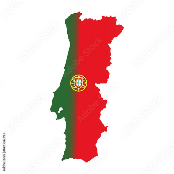 Fototapeta Map of Portugal with National Flag Colors and Emblem