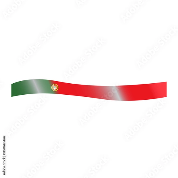 Fototapeta Wavy Ribbon of Portugal Flag Minimalist with National Colors and Emblem