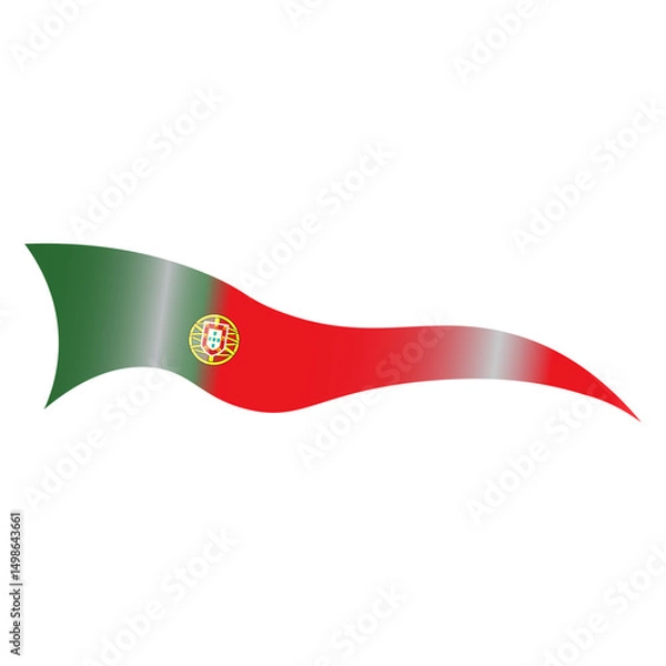 Fototapeta Elegant Waving Portugal Flag 3D with National Colors and Emblem