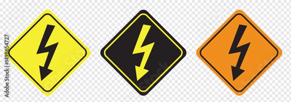 Fototapeta High voltage and Lightning vector icon. Electric bolt flash and High voltage icon. Power energy symbol. Warning icon. Vector illustration.