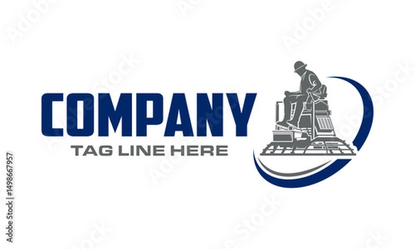 Fototapeta riding trowel machine, concret logo vector