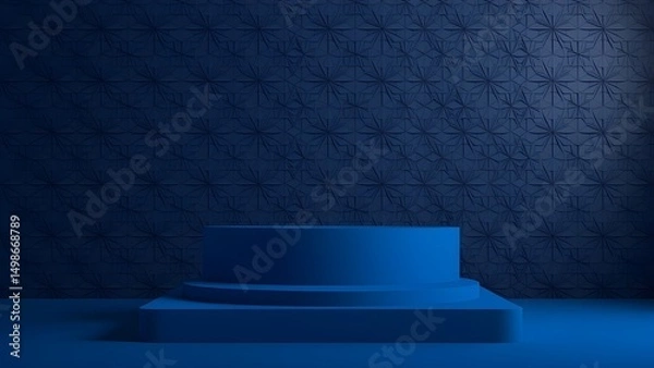 Fototapeta Blue, monochrome, monochromatic, dark blue, navy, royal blue, indigo, gradient, textured, pattern, geometric, floral, abstract, background, backdrop, wall, surface, display, stand, podium, platform, s