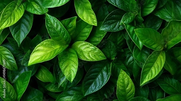 Obraz Fresh Leaves Texture : Suitable for Be Used as Background and Content in Any Project (Print, Graphic Design, Blog Posts, Social Media Posts or Website Related to Environment Theme)