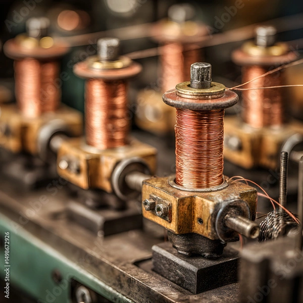Fototapeta Transformer coil winding machine in operation