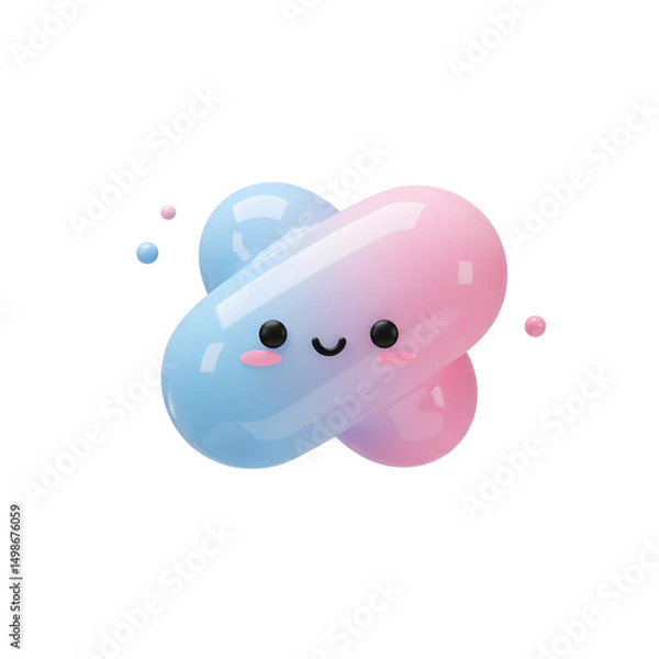 Fototapeta Cute cartoon bubble characters with smiling faces in soft pastel colors