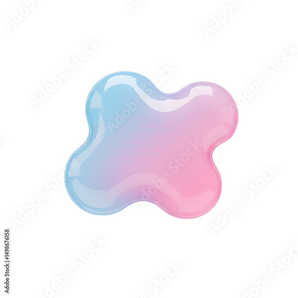 Fototapeta Abstract Silicone Blob in Soft Blue and Pink Gradient for Modern Designs