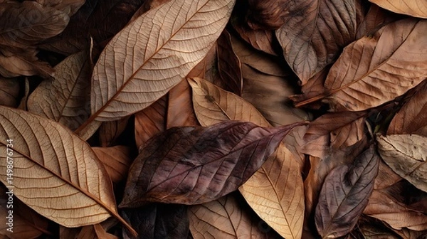 Obraz Dry Brown Leaves Texture : Suitable for Be Used as Background and Content in Any Project (Print, Graphic Design, Blog Posts, Social Media Posts or Website Related to Environment Theme)