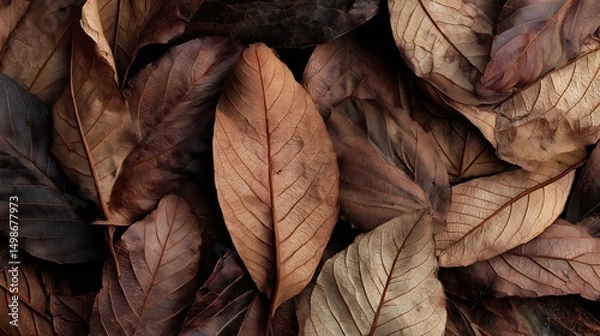 Obraz Dry Brown Leaves Texture : Suitable for Be Used as Background and Content in Any Project (Print, Graphic Design, Blog Posts, Social Media Posts or Website Related to Environment Theme)