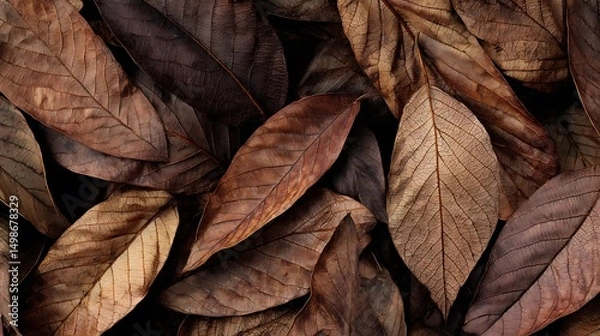 Obraz Dry Brown Leaves Texture : Suitable for Be Used as Background and Content in Any Project (Print, Graphic Design, Blog Posts, Social Media Posts or Website Related to Environment Theme)