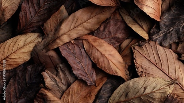 Obraz Dry Brown Leaves Texture : Suitable for Be Used as Background and Content in Any Project (Print, Graphic Design, Blog Posts, Social Media Posts or Website Related to Environment Theme)