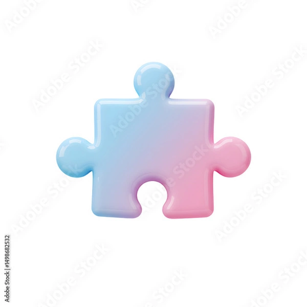 Fototapeta Colorful pastel puzzle piece symbolizing problem solving and mental health awareness