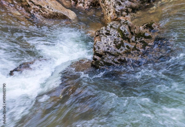 Obraz the source of the river in the wild, a walk along the riverbed with a view of the canyon