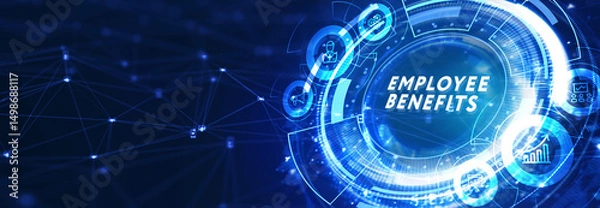 Fototapeta Business, Technology, Internet and network concept. Shows the inscription: EMPLOYEE BENEFITS.  3d illustration