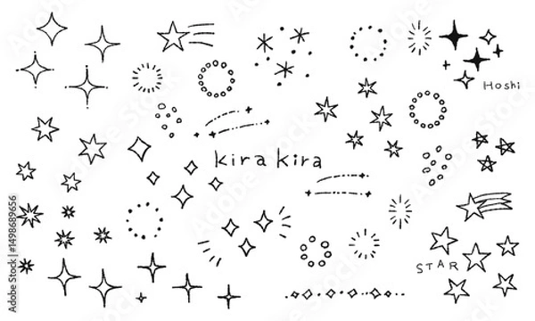 Obraz キラキラの手描きイラストセット