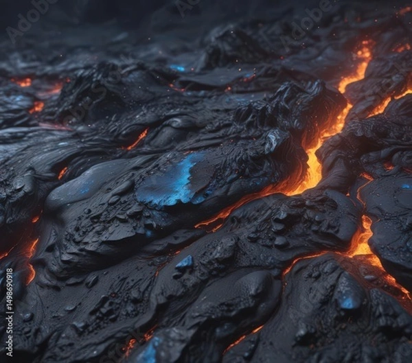 Fototapeta Abstract blue lava, swirling stone texture background  , pattern, bright