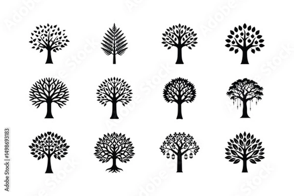 Fototapeta Vector Trees Silhouette Collection for Logos