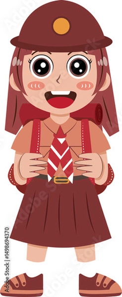 Obraz Illustration of a Girl Scout with Backpack