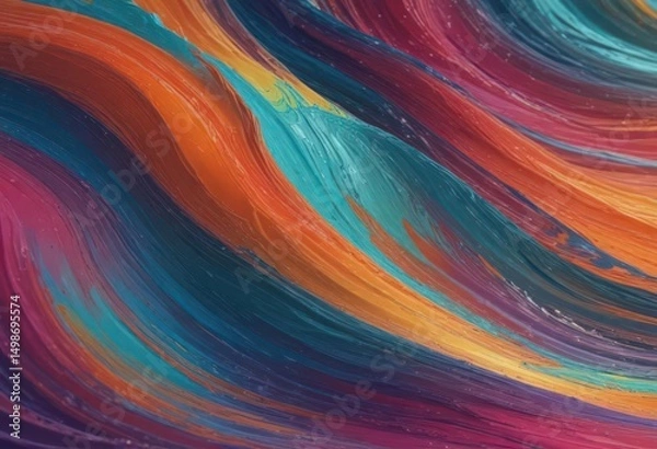Obraz Colorful swirling wave texture; dynamic curves and vibrant hues , palette, seamless,  waves