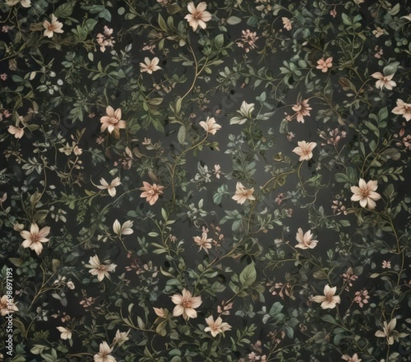 Obraz Intricate floral swirls, vines, and delicate leaves create a mesmerizing pattern , nature,  ornamentation