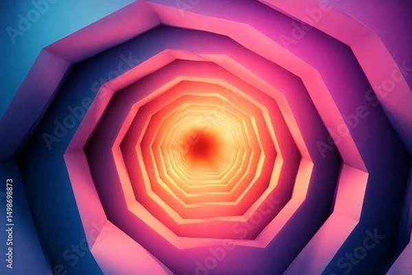 Obraz Abstract design of concentric hexagons in gradient tones, creating a tunnel-like effect, Generative AI