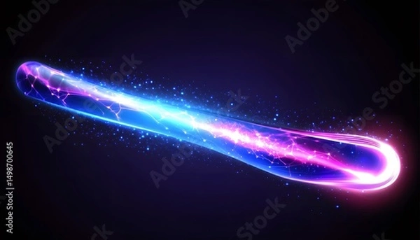 Fototapeta Dynamic energy beam with glowing particles.