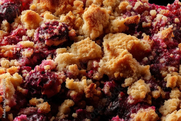 Fototapeta A close-up of a berry crumble. Food background.