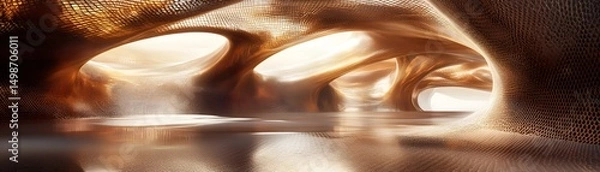 Fototapeta A mesmerizing, abstract interior design with flowing, organic shapes.