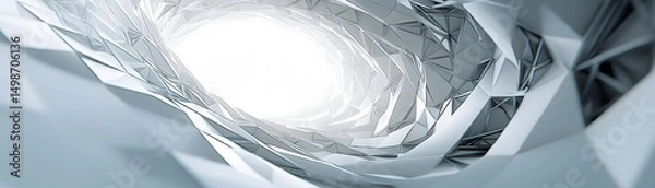 Fototapeta Abstract architectural tunnel design in light gray tones.