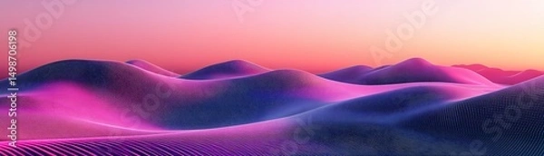 Fototapeta Digital rendering of undulating dunes in vibrant hues.