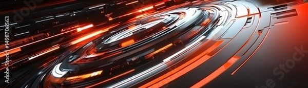 Fototapeta Abstract futuristic design with concentric circles and vibrant colors.