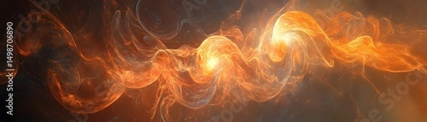 Fototapeta Abstract swirling patterns of orange and gray.