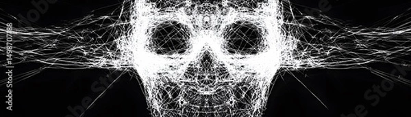 Fototapeta Abstract skull design composed of intricate lines.