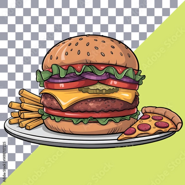 Fototapeta Cheese burger food menu clip art photo image