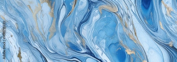 Obraz Rich blue marble texture with swirling white and metallic veins in an abstract, fashion-forward style. Seamless and tileable—ideal for branding, packaging, cosmetics, web, print, and interiors.

