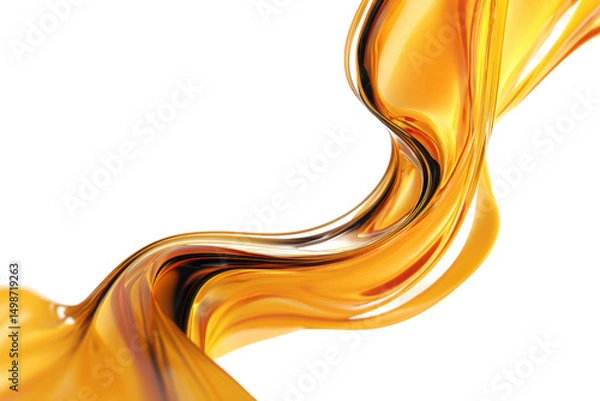 Fototapeta Dynamic flow of golden liquid in abstract motion, cut out