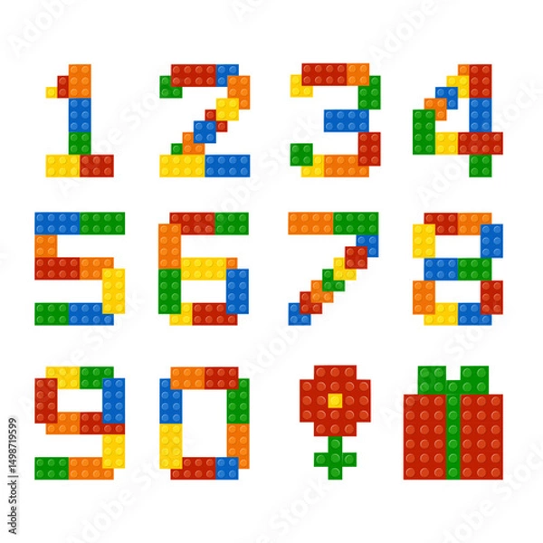 Obraz Colorful building blocks numeric letter shape clipart