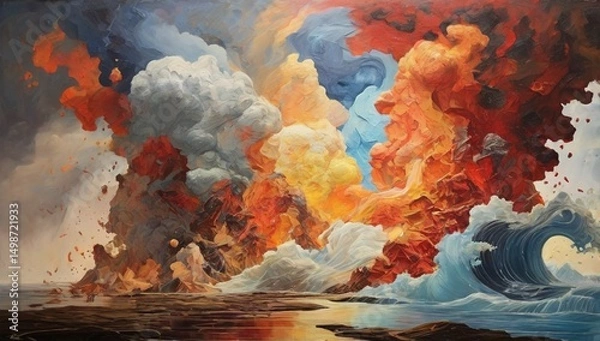 Fototapeta When Elements Collide in a Display of Art.