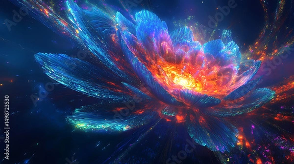 Fototapeta A cosmic rave playground bursts to life at EDC Las Vegas as thousands of EDM lovers fill the open night under streaks of laser beams and strobe effects